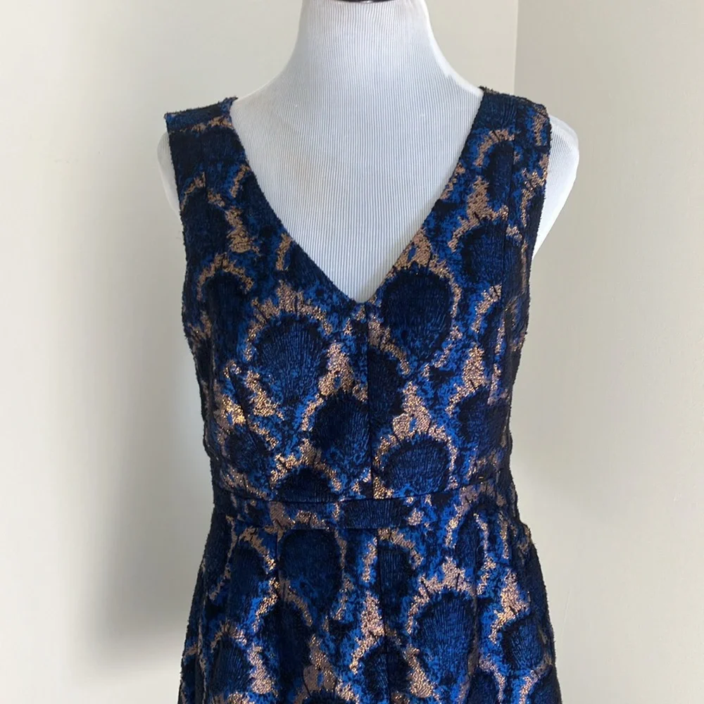 J. Crew Peacock Jacquard Fit and Flare Party Dress - Picture 2 of 11